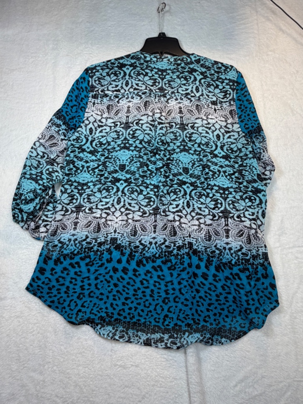 Toz & Ali Blouse Womens Size XL Blue Animal Print Art to Wear Hippie Lightweight - Picture 8 of 8